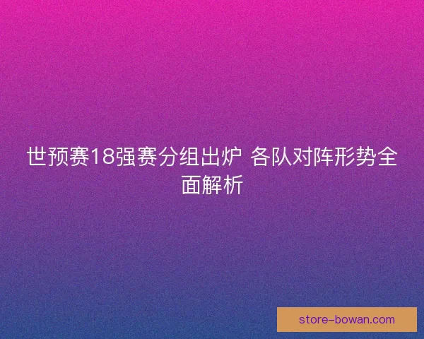 世预赛18强赛分组出炉 各队对阵形势全面解析